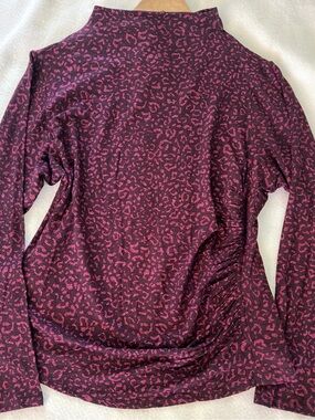 Democracy Magenta Leopard Mock Neck Long Sleeve Top
